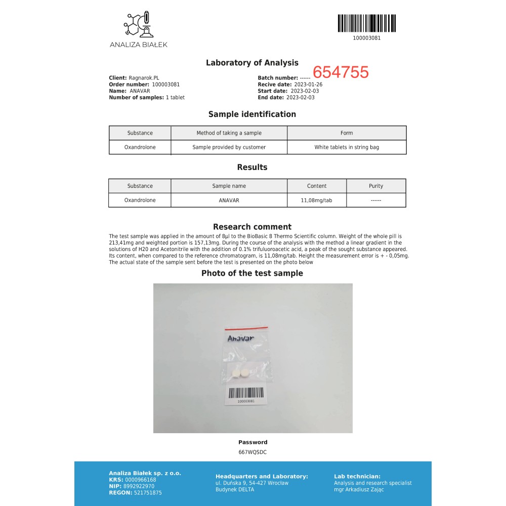 oxandrolone test anavar