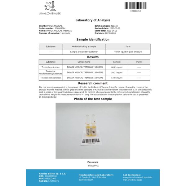 036c Trenbolone Mix TriTren in Ampolle monodose Driada per F.I.G.150 mg/ampolla - Image 2