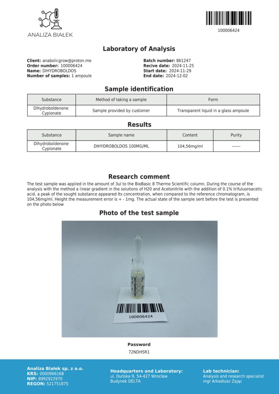 Dihydroboldos 100 mg/ml (Diidroboldenone Cipionato) - Image 4