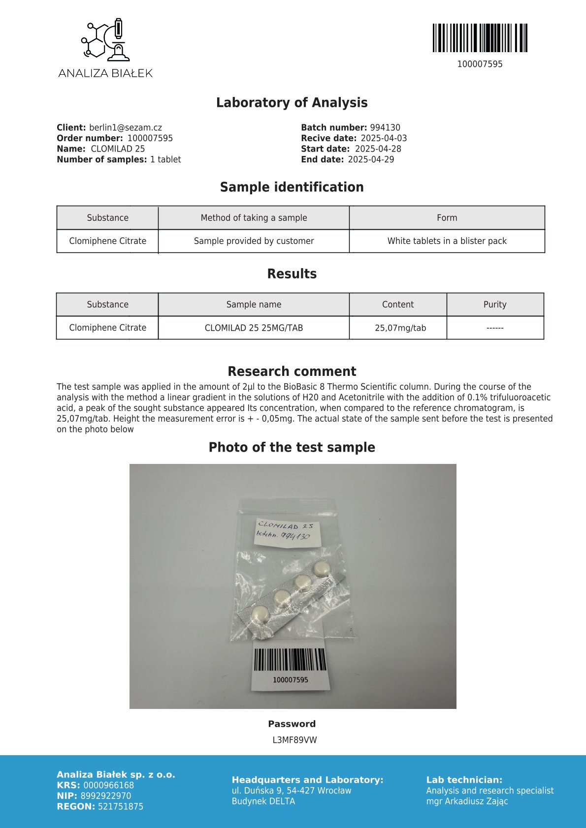 Clomilad 25 mg (Clomifene Citrato) - Clomid - Image 3