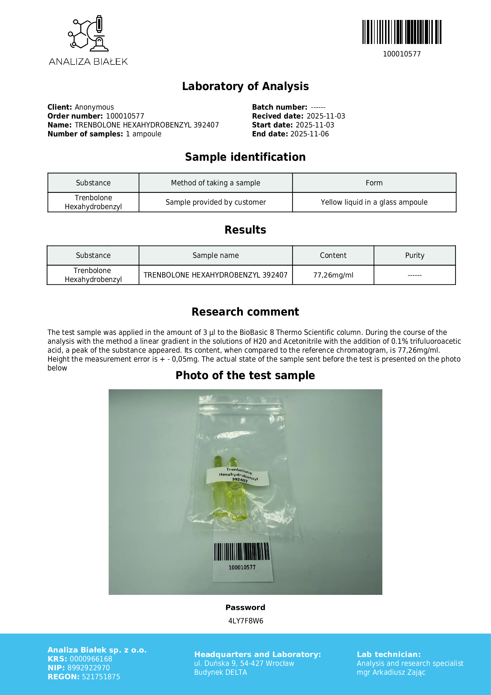 Hexos 75 mg/ml (Trenbolone esaidrobenzilcarbonato) 10ml vial - Parabolan - Image 3